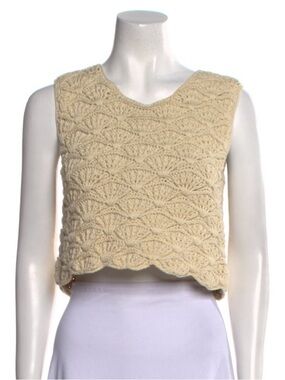 (LIKE NEW) Mirth Tahiti Natural Macrame 100% Cotton Crop Tank Size Small